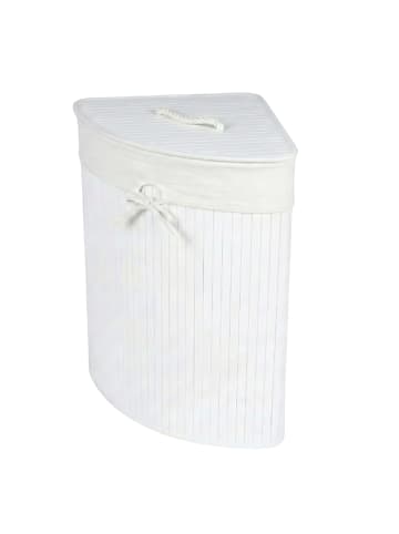 NUXIO Eck-Wäschekorb ARCO, Bambus, 60 l in Weiß, (B) 35 x (H) 60 x (L) 35 cm