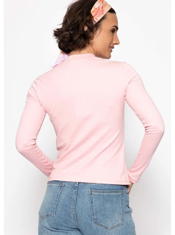 SASSYCLASSY Langarm Shirt mit breiter Knopfleiste in Rosa