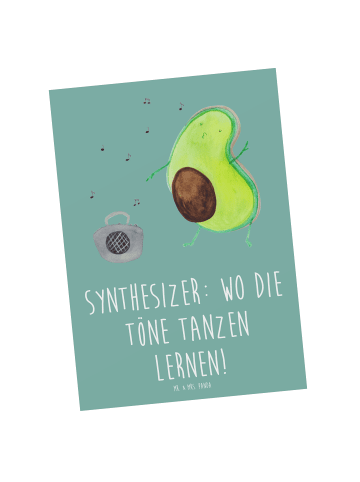 Mr. & Mrs. Panda Postkarte Synthesizer Tanz mit Spruch in Meeresbrise