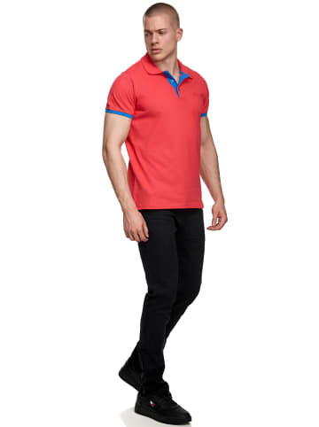 Rusty Neal Kontrast Polo Pique Shirt Regular Fit in Koralle / Blau