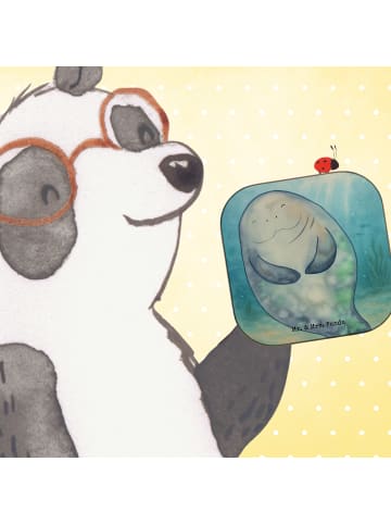 Mr. & Mrs. Panda Glas-Untersetzer Seekuh Happy Design ohne Spruch in Weiß