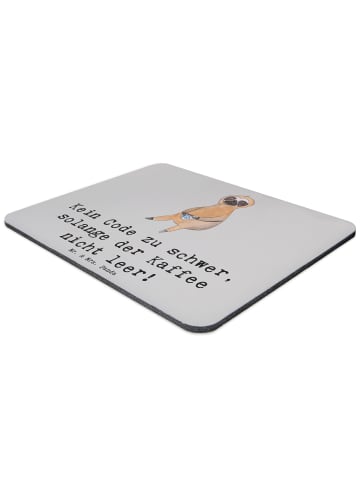 Mr. & Mrs. Panda Mousepad Code und Kaffee mit Spruch in Grau Pastell