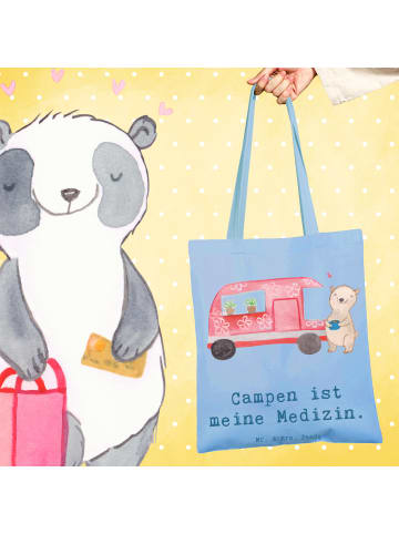 Mr. & Mrs. Panda Tragetasche Bär Camper mit Spruch in Sky Blue