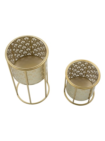 Mauro Ferretti Set mit 2 goldenen Metall-Pflanztöpfen Ø cm 21x40-19x22