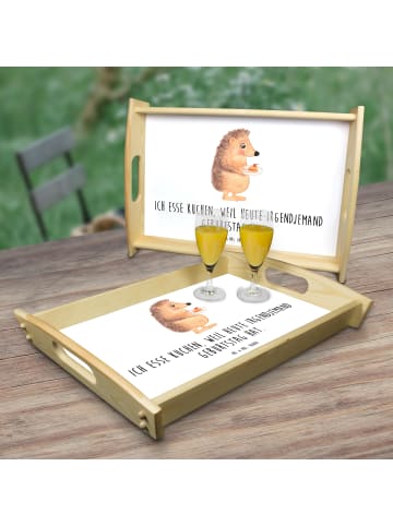 Mr. & Mrs. Panda Holz Serviertablett Igel Kuchenstück mit Spruch in Weiß