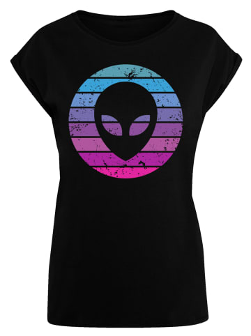 F4NT4STIC Extended Shoulder T-Shirt Alien Kopf in schwarz