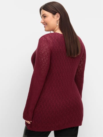 sheego V-Ausschnitt-Pullover in weinrot