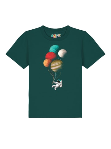 wat? Apparel T-Shirt Balloon Spaceman in Dunkelgrün