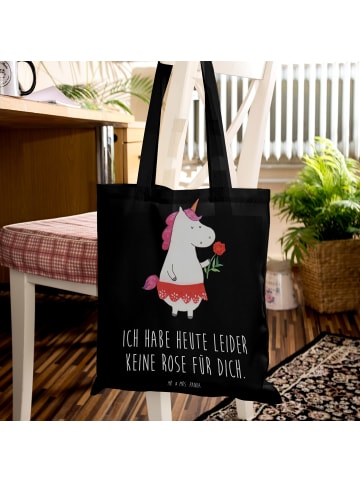 Mr. & Mrs. Panda Umhängetasche Einhorn Dame mit Spruch in Schwarz