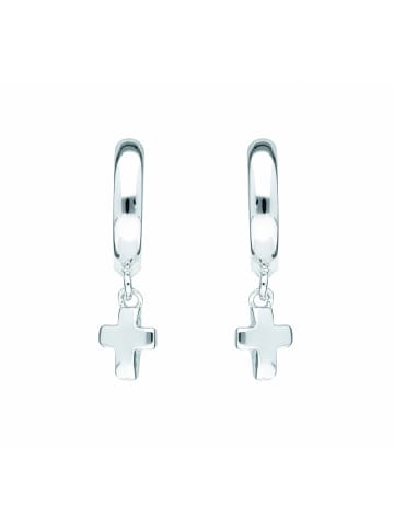 Adeliás Damen & Herren 925 Silber Ohrringe / Creolen Kreuz Ø 11,7 mm in silber