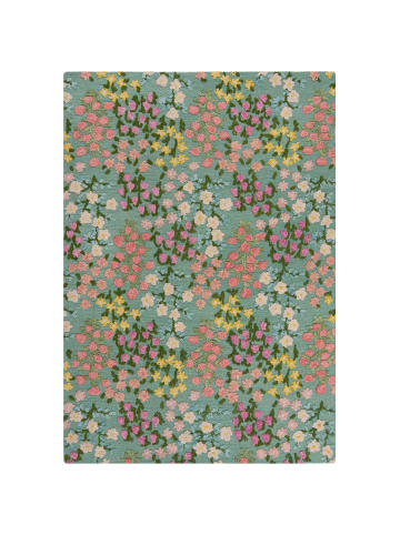 KADIMA DESIGN Wollteppich Floral Muster, Naturmotive, Schlafzimmer in Multicolor-Grün