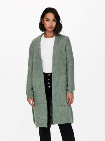 ONLY Lange Stretch Strickjacke Cardigan Mantel mit Taschen ONLJADE in Grün