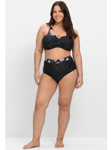 sheego Bandeau-Bikini-Top in schwarz-gepunktet