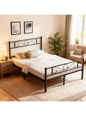 VASAGLE Bettgestell Vivian in schwarz - (B)141.5 x (H)86 x (T)207 cm