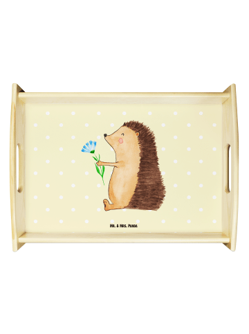 Mr. & Mrs. Panda Tablett Igel Blumen ohne Spruch in Gelb Pastell