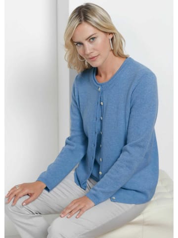 GOLDNER Kurzgröße:  Kaschmirstrickjacke mit Rundhalsausschnitt Kaschmirstrickjacke mit Rundhals in himmelblau
