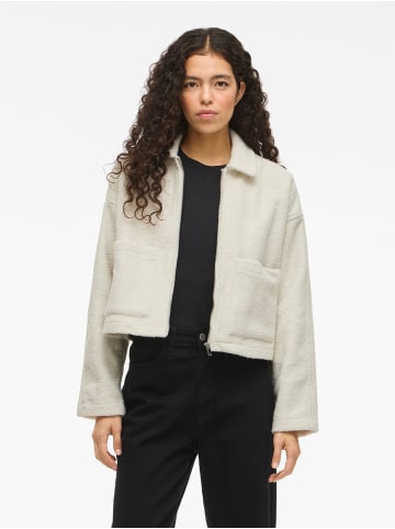 Vila Klassische Jacke mit durchgehendem Reißverschluss und Kragen in Creme