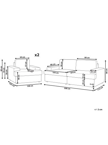 Beliani 3-tlg Sitzgruppe ALLA in Braun