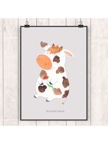 Mr. & Mrs. Panda Bild Kuh ohne Spruch in Grau Pastell