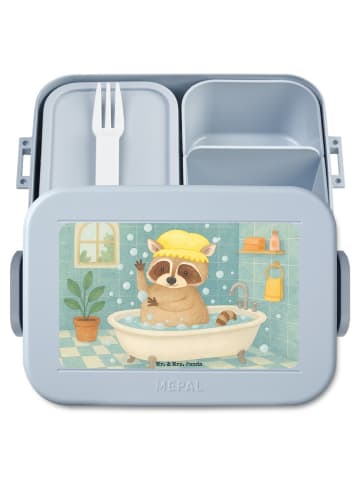 Mr. & Mrs. Panda Brotdose Waschbär Design ohne Spruch in Blau Pastell