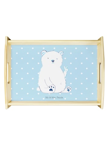 Mr. & Mrs. Panda Holz Serviertablett Eisbär Faul ohne Spruch in Blau Pastell