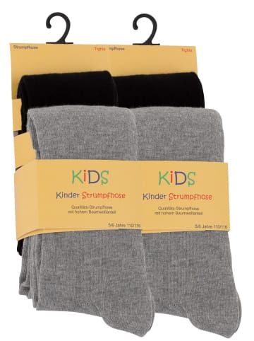 Cotton Prime® Strumpfhosen 4er Set für Kinder in Schwarz/Grau