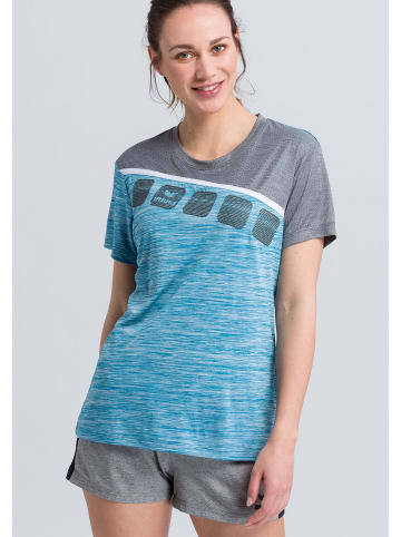 erima 5-C T-Shirt in oriental blue melange/grau melange/weiss