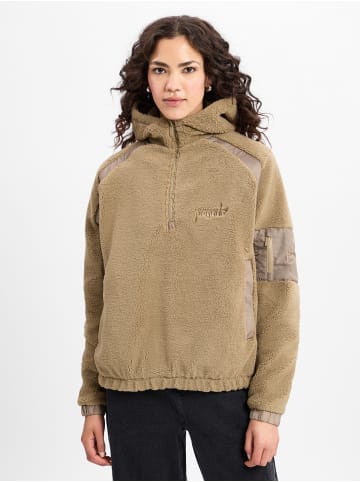 PEGADOR Jacke Bonny Teddy Fabric Mix Halfzip in taupe