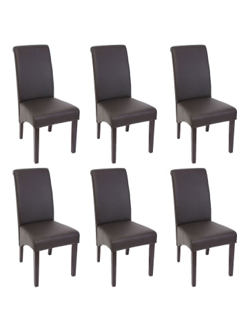 MCW 6er-Set Esszimmerstuhl Cesena, Kunstleder matt, braun, dunkle Füße