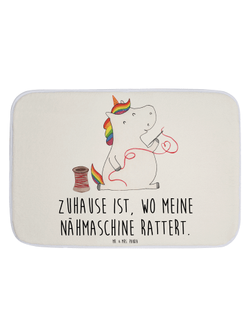 Mr. & Mrs. Panda Badteppich Einhorn Näherin mit Spruch in Weiß