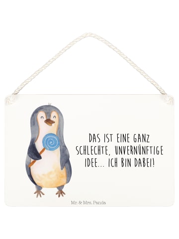 Mr. & Mrs. Panda Schild Pinguin Lolli mit Spruch in Transparent