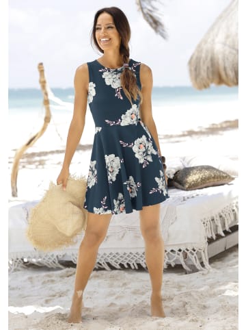 Beach Time Jerseykleid in blau-geblümt