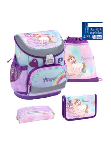 Belmil 4tlg-Set: Schulranzen Rainbow Unicorn Magic in lila – H36xB28xT17 cm