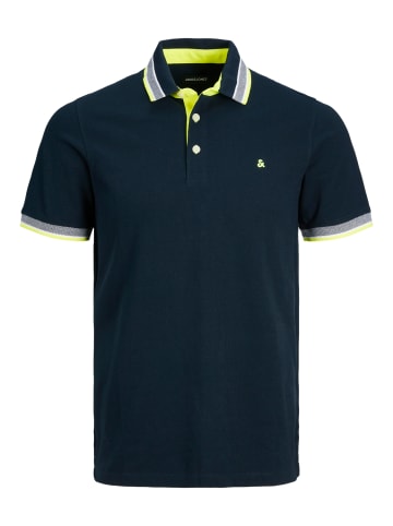 Jack & Jones Polo Shirt JJEPAULOS Sommer Hemd Kragen Pique Cotton in Dunkelblau-3