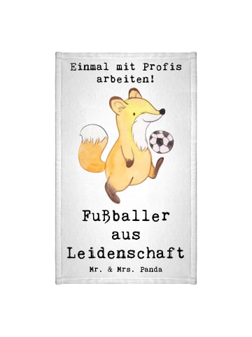 Mr. & Mrs. Panda Gästehandtuch Fußballer Leidenschaft mit Spruch in Weiß