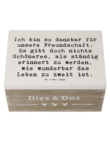 Mr. & Mrs. Panda Holzkiste Spruch Dankbarkeit für Freundschaft m... in Weiß