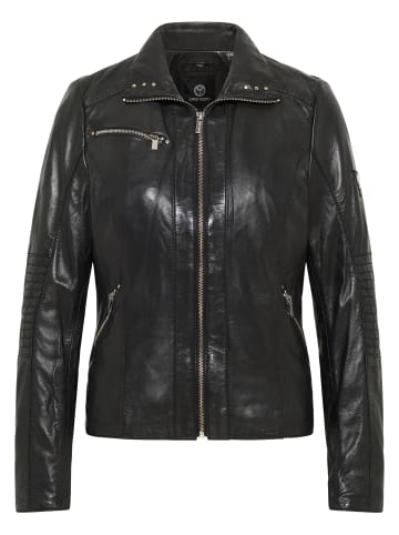 Carlo Colucci Lederjacke Stud in Schwarz