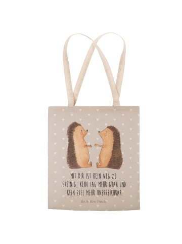 Mr. & Mrs. Panda Beutel Igel Liebe mit Spruch in Grau Pastell