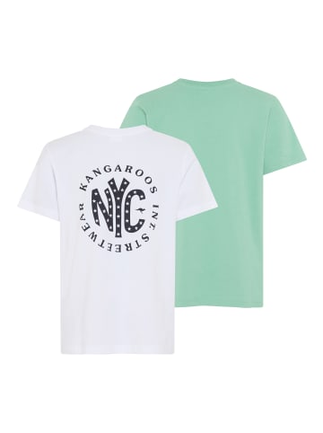 Kangaroos T-Shirt in weiß + hellgrün