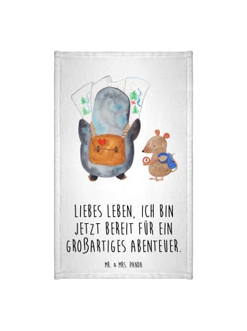 Mr. & Mrs. Panda Handtuch Pinguin & Maus Wanderer mit Spruch in Weiß