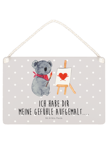 Mr. & Mrs. Panda Deko Schild Koala Künstler mit Spruch in Grau Pastell