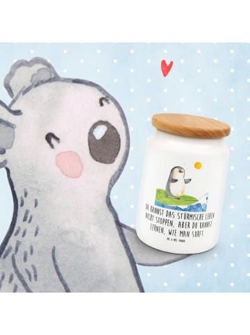 Mr. & Mrs. Panda zuckerdose Pinguin Surfer mit Spruch in Weiß