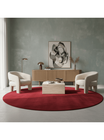 KADIMA DESIGN Teppich Kurzflor Waschbar Einfarbig LECH Microfaser OEKO-TEX in Rot
