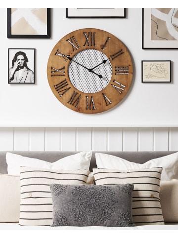 Beliani Wanduhr CUILCO in Braun/Weiß/Schwarz - (W) 60 x (H) 60 x (L) 3 cm