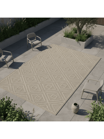 KADIMA DESIGN Teppich Outdoor Waschbar Raute CORTINA Strapazierfähig OEKO-TEX Balkon