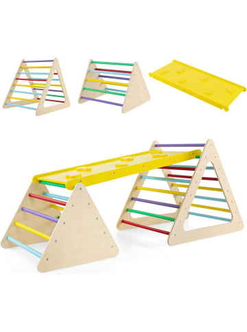 COSTWAY Klettergerüst Indoor inkl. 2 Kletterdreieck & Kletterleiter in Bunt