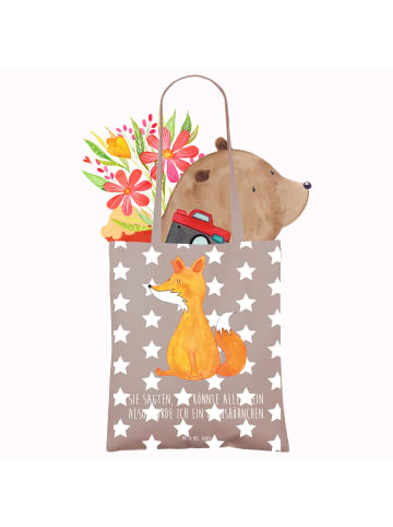 Mr. & Mrs. Panda Shopping Tasche Einhorn Fuchs mit Spruch in Braun Pastell