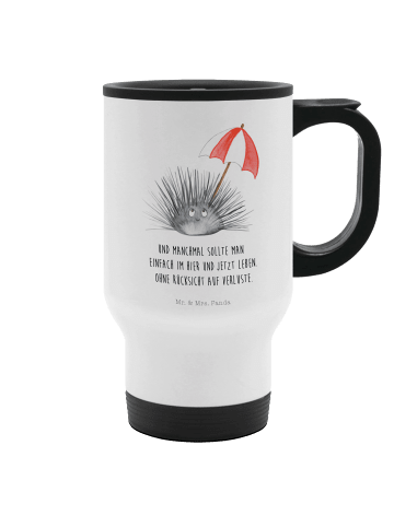 Mr. & Mrs. Panda Travel Mug Seeigel mit Spruch in Weiß