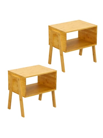 relaxdays 2 x Nachttisch in Natur - (B)43 x (H)42 x (T)29 cm