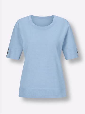 creation L Baumwoll-Pullover in eisblau